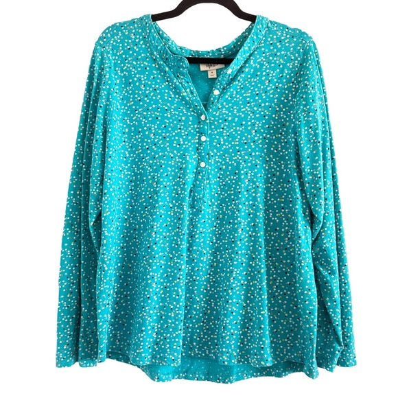 ⭐️ Style & Co. Scatter Dot Turquoise Knit Top - Picture 7 of 7